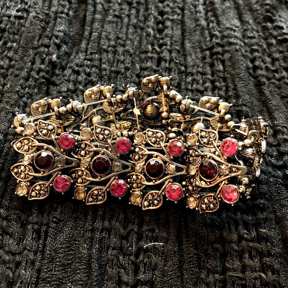 Silver/Purple/Pink Stretch Bracelet
